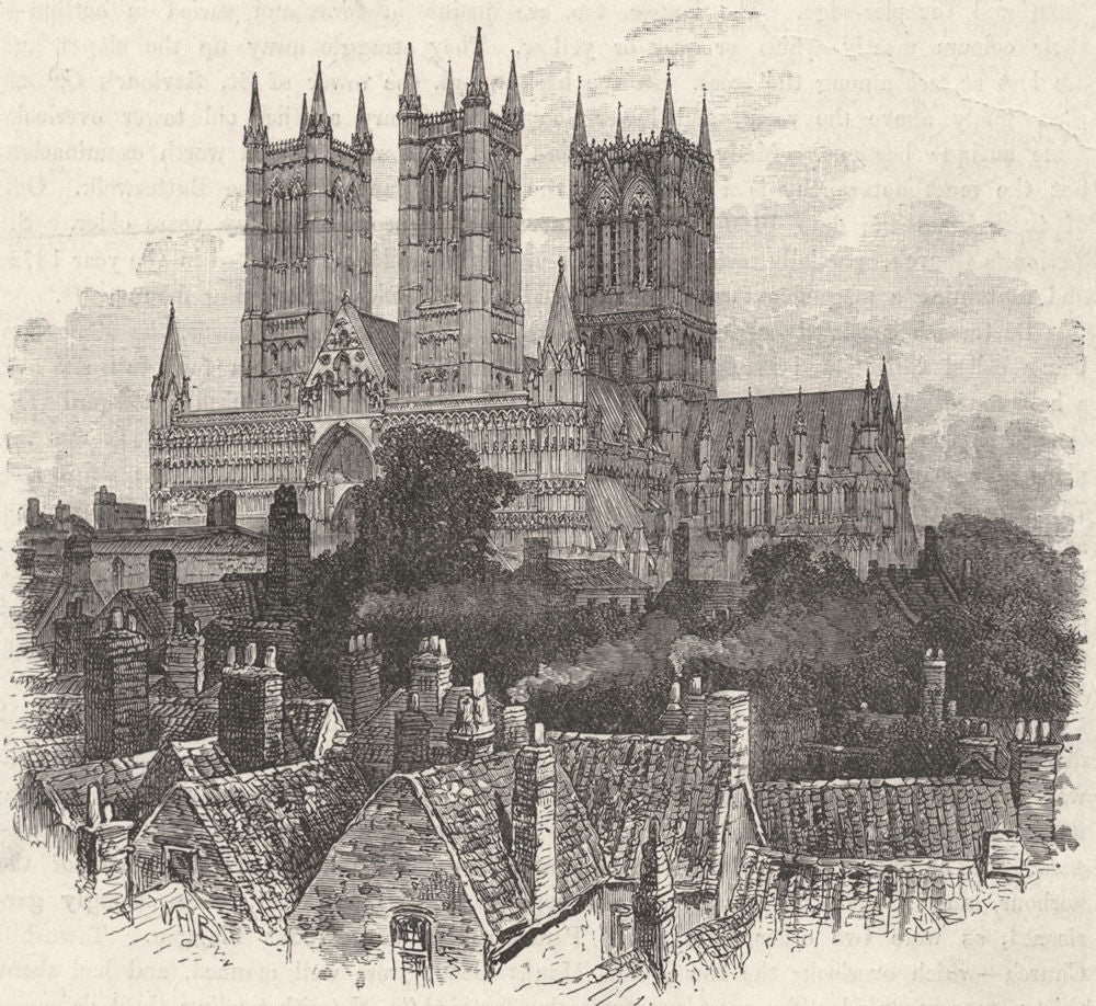 LINCS. Lincoln. cathedral, south-west 1898 old antique vintage print picture